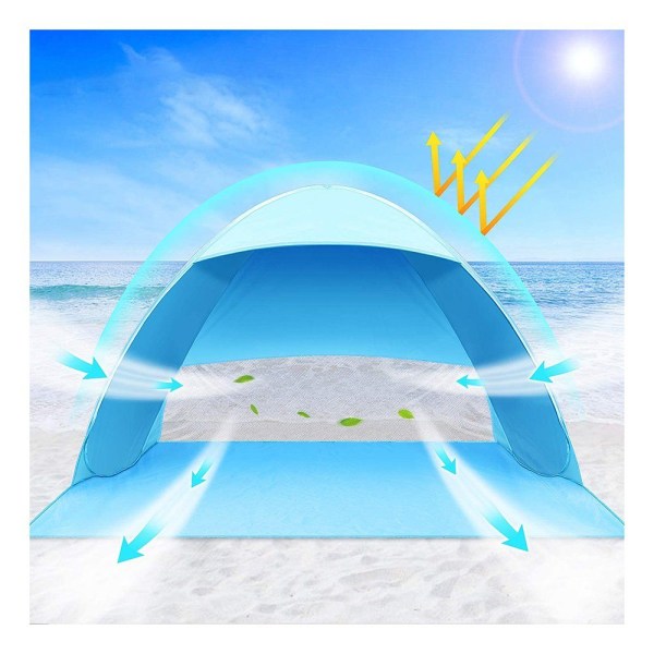 Strandcampingtält, hopfällbart utomhus UV-ljus Vattentätt tält som solskydd Barn Familj och hund på Garden Beach