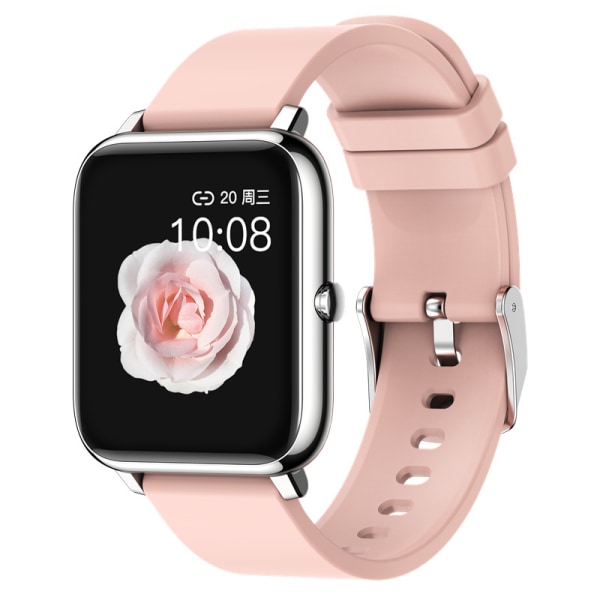 Smart watch för kvinnor och män med stor skärm Vattentät blodtryckspuls blodsyre multisport smart watch pink