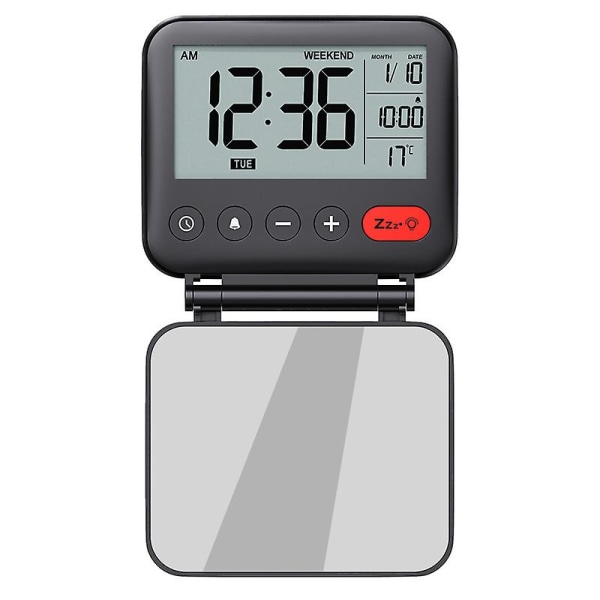 Digital reseväckarklocka Mini bärbar LCD-skärmsklocka med bakgrundsbelysning