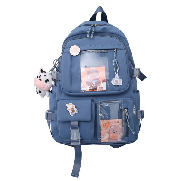 Ryggsäck med nålar Kawaii skolryggsäck Söt estetisk ryggsäck Söt Kawaii ryggsäck för skolan blue