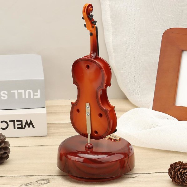 Roterande Speldosa Mini Violin Gitarr Hantverk Instrument Replika Ornament Heminredning