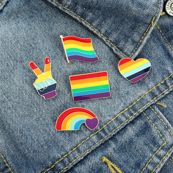 10 delar Regnbågsbroschnålar Pride Hjärta Flagga Etikettnålar för Klädväska Dekoration Julklappar