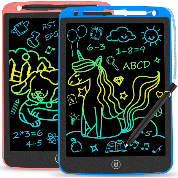 2-pack LCD-skrivplatta för barn, färgglad 10-tums klotterbräda ritplatta, klotterbrädor ritplatta, barn som lär sig pedagogiska leksaker Presenter F