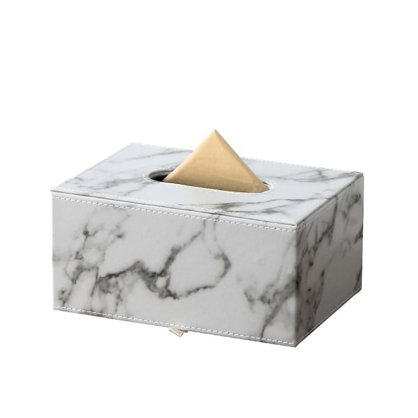 Tissue Box, rektangulär Pu-läder Tissue Dispenser, Tissue Box med marmor
