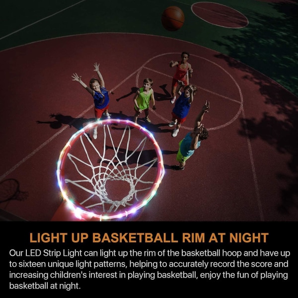 Basket Hoop Light, 16 färger fjärrkontroll Basket Rim Led Light