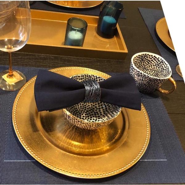Handgjorda servettringar Set med 12 för vardagsbordsdekoration black
