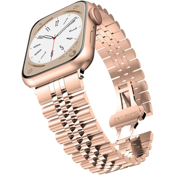Kompatibel med Apple Watch -armband 45 mm 44 mm 42 mm , watch för damer i rostfritt stål i metall Rose gold