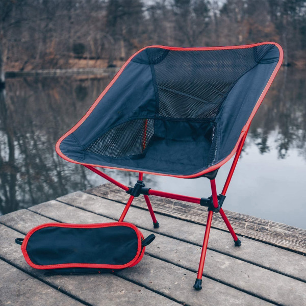 Fällbar campingstol Ultralätt hopfällbar stol i aluminium Kompakt bärbar hopfällbar stol Fiskestol för utomhusvandring upp till röd red
