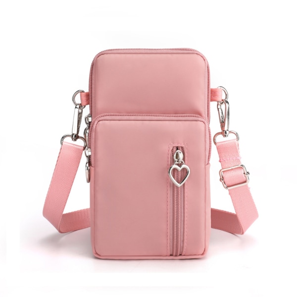 Liten telefonplånbok, axelväska för mobiltelefon, justerbar avtagbar axelrem pink