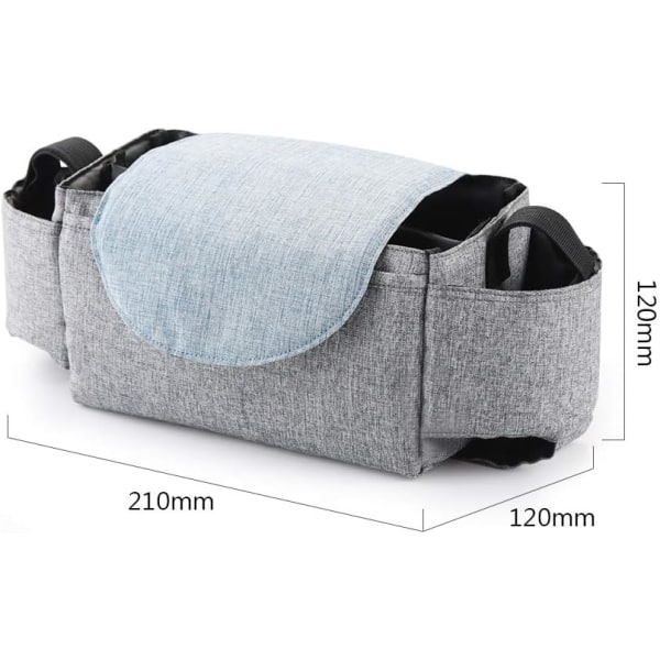 Barnvagn Organizer Buggy Bag Baby Förvaringsväska Grå grey