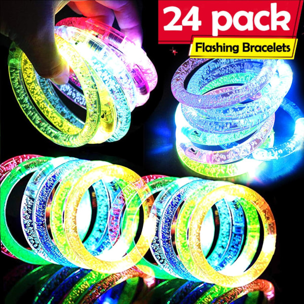 24-pack Glow in the Dark LED-armband Ljusarmband Glow Sticks Mardi Gras Festtillbehör