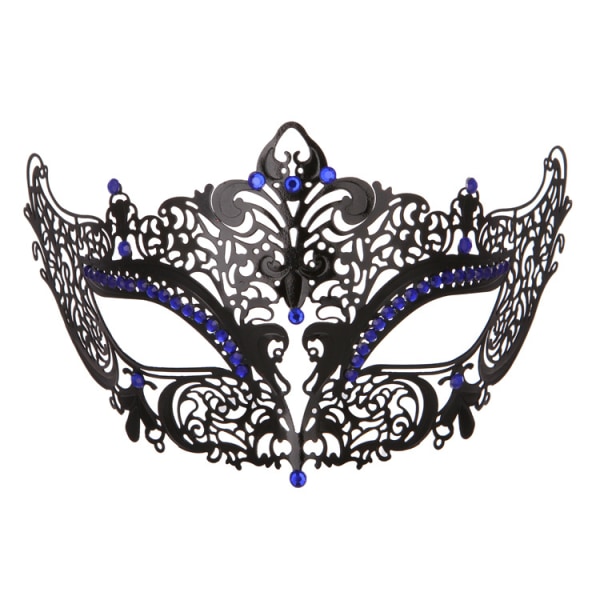Metall diamant ihålig mask järnmask maskerad rekvisita (typ B) Black Blue