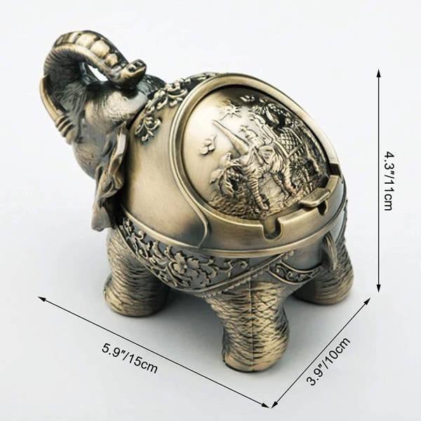 Askfat, Askfat med lock, vindtät elefant (brons)