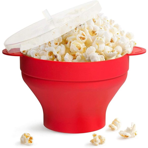 Popcornmaskin, hopfällbar popcornskål i mikrovågsugn