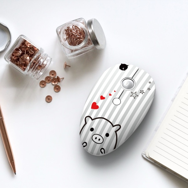 Tecknad trådlös mus Mute-spel Optoelektronisk liten bärbar tecknad kontorsmus white