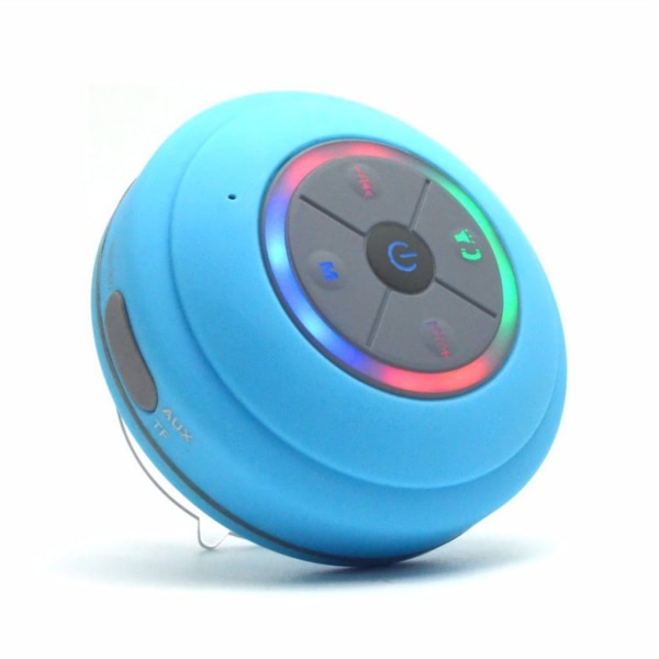Rainbow Led Bluetooth duschhögtalare med FM-radio och stark sugkopp, Ipx5 bärbar vattentät högtalare blue