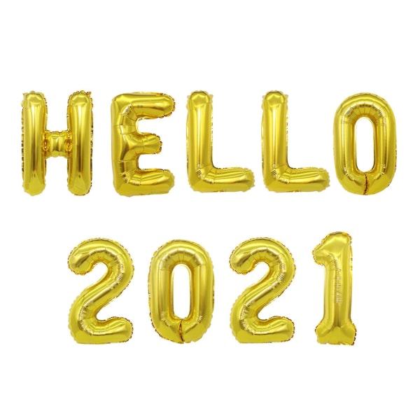 Hej 2021 set guld aluminiumfolie 16 tum ballong nyårs festtillbehör Bokstav och nummer nyår dec