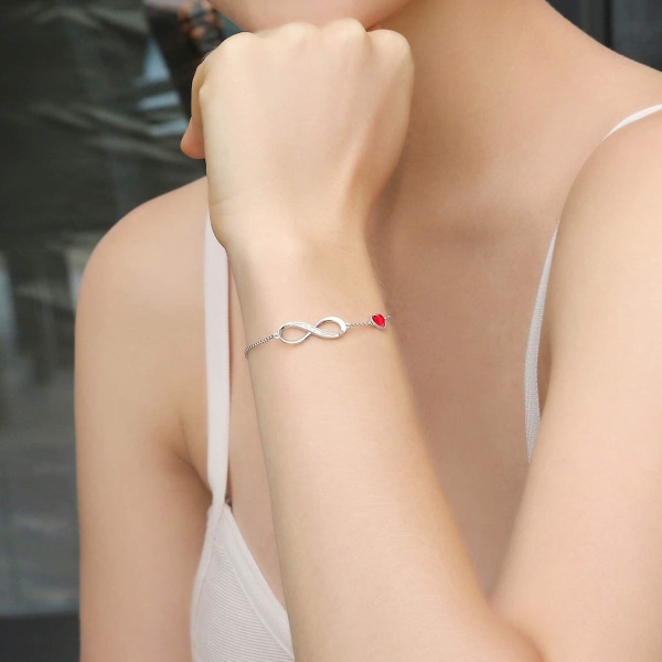 Infinity Heart Symbol Charm Armband För Kvinnor 925 Sterling Silver