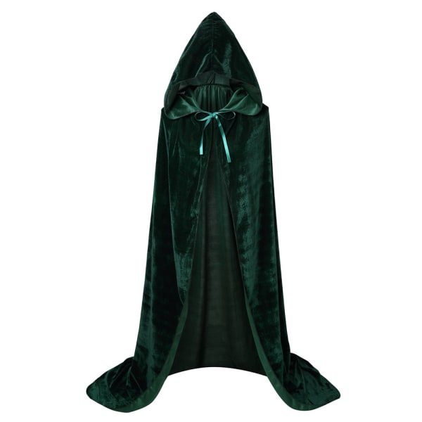 Unisex Halloween-kostym Cape Hooded Velvet-mantel för män och kvinnor Grön