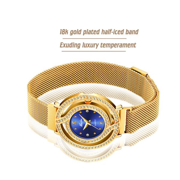 Watch med magnetisk mesh vattentät watch med watch golden blue noodles