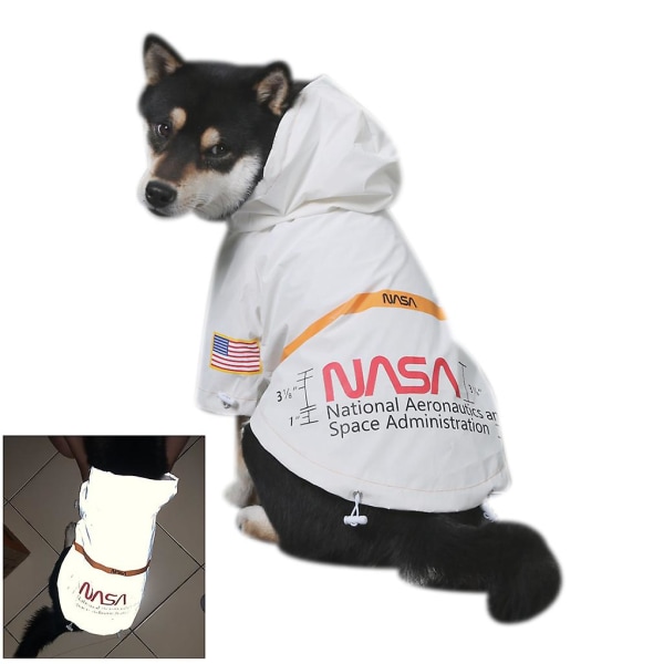 Husdjurshund höstkläder vindtät och regntät NASA reflekterande rymdkläder stor hund regnjacka husdjursjacka white S