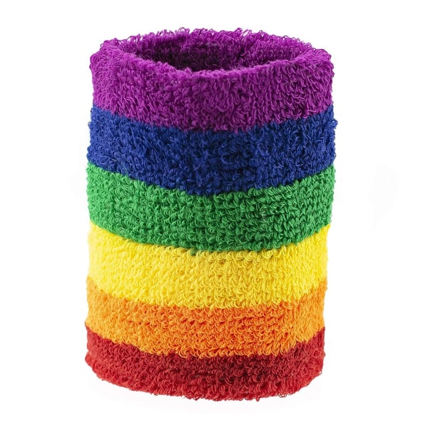 Regnbågs pannband och svettband för vuxna storlek unisex armband pannband i regnbågsfärger idealiskt för sport och hbt-evenemang