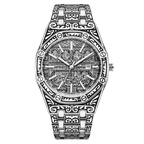 Mecka Vintage snidad watch Lyx islamisk watch för män Business silver