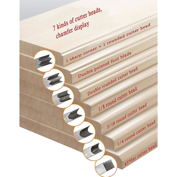 Träbearbetning Fasad Kant Hörnplan Handhyvelverktyg med 7 typer av fräshuvuden Träbearbetningsverktyg för professionella träarbetare och nybörjare