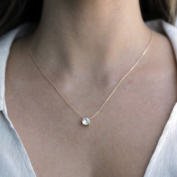 18k guldpläterad vit högkolhaltig diamant med fyra klor enkel nyckelbenskedja hängande halsband Rose Gold