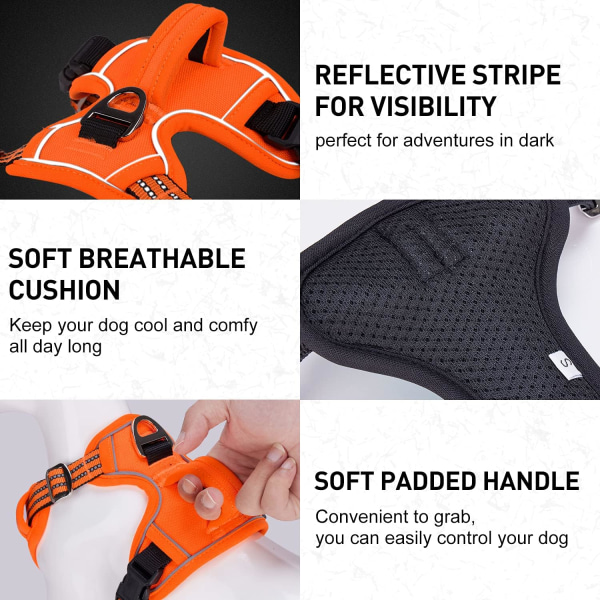 Hundkoppel, medelstor och stor hundväst Explosionssäker Rush Pet Sports Bröstsele, Orange, XL