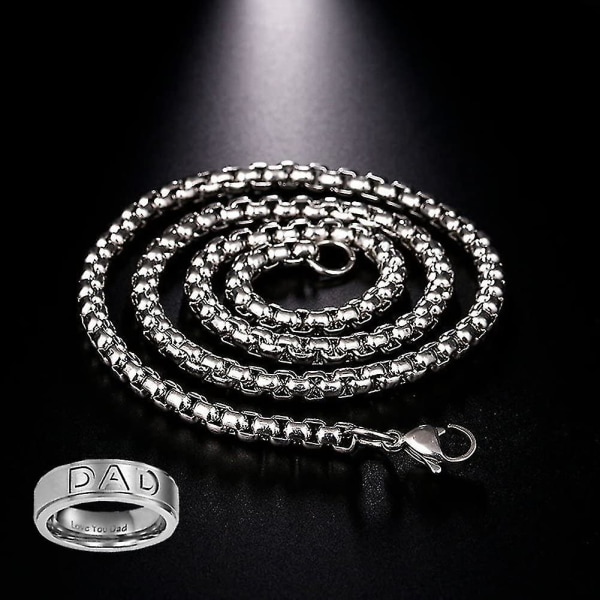 Halsband i rostfritt stål för män Kvinnor Pappa Födelsedagspresenter Smycken$mamma/pappa Ringhängehalsband
