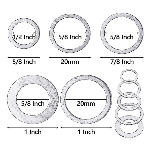 20 st Saw Blade Bussningar Set Saw Blade Adapter Ring Saw Blade Spacer, för Sågblad, Marmorblad In