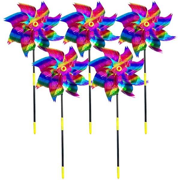 5-pack glänsande reflekterande husdjursfågelskötare Glänsande Pinwheel Garden Pinwheel multicolor