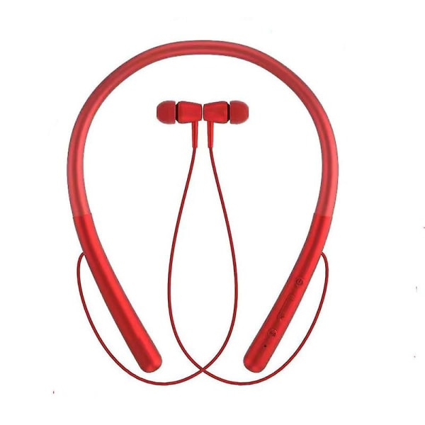 Trådlöst bluetooth headset hängande hals stereo in-ear, lång batteritid sport bluetooth red