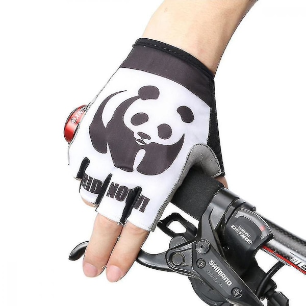 - Män och kvinnor Utomhussport Cykling Halvfinger Halvfingerhandskar Pandamönster(vita och