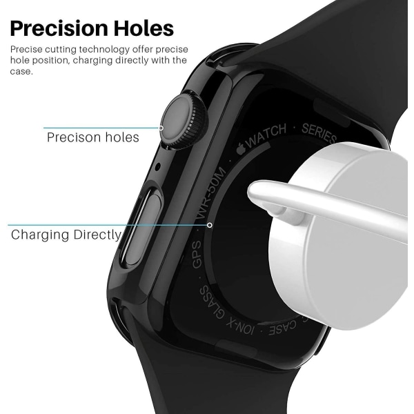 Glas+ cover för Apple Watch Case 45 mm Iwatch Tillbehör Skärmskydd Apple Watch Serie 7 black