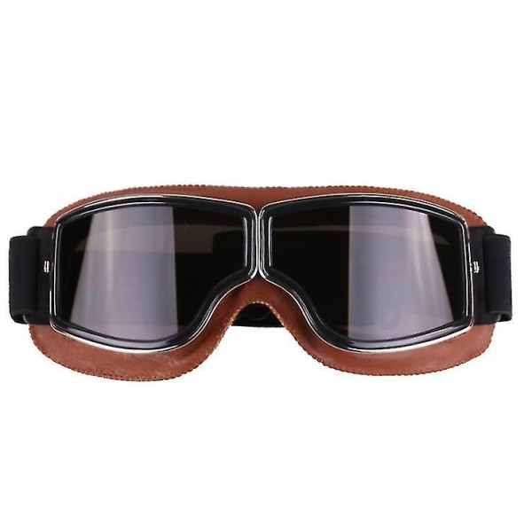 Harley motorcykelglasögon i retrostil, vindtäta terrängglasögon för utomhusbruk (Brun+grå)