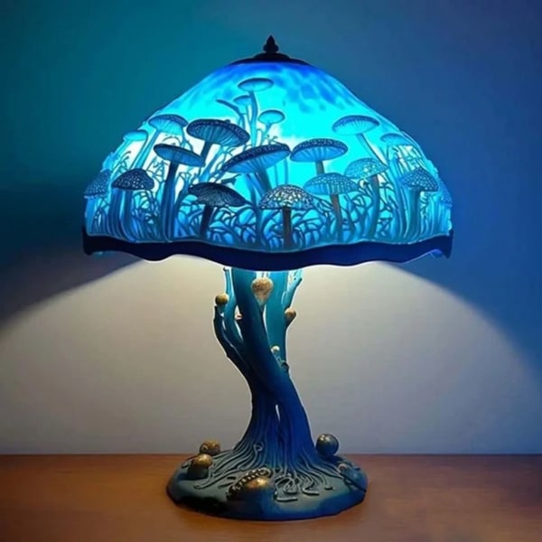 Färgat glas växtserie bordslampa Handgjord svamplampa LED bordslampa