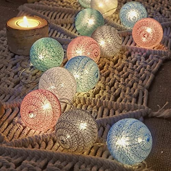 Inomhus ljus girland, ljus boll dekoration Light House sovrum (20 bollar på 60 mm) Batterier eller USB laddare (Macaron Pink)