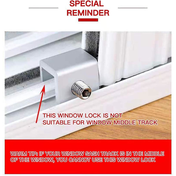 6pack skjutfönsterlåsstopp för hem och kontor aluminiumfönstersäkerhet Säkerhetslås för barn och husdjur Aluminiumlegering Dörr och fönster Säkerhetslås Wi