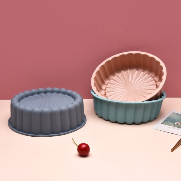Silikon cirkulär tårtmall kronblad form design tårta paj kan bakning grey