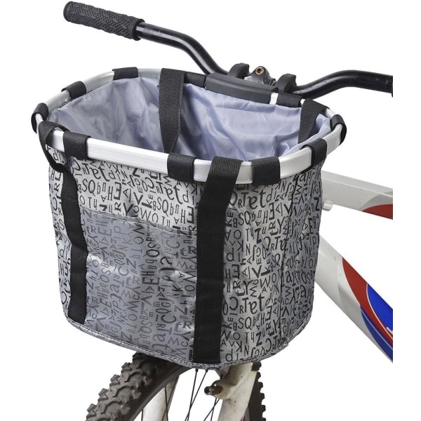 Avtagbar cykelkorg i canvas fram, husdjurshållare grey