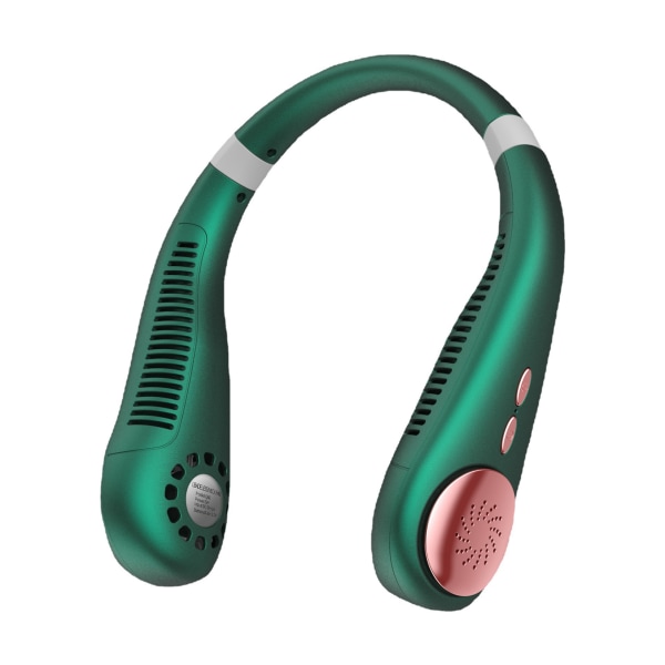 Bärbar USB halsfläkt Uppladdningsbar bladlös halsrem Lazy Neck Cooler green