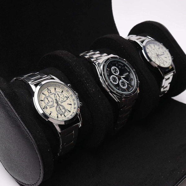 3 slot watch box vintage pu watch roll resväska klocka watch watch tillbehör black