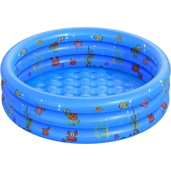 PVC-hopfällbar rund liten barnpoolstoppning Uppblåsbar pool för familjedusch Bärbart badkar Vattenlekcenter Fiske (130cm) 13*4