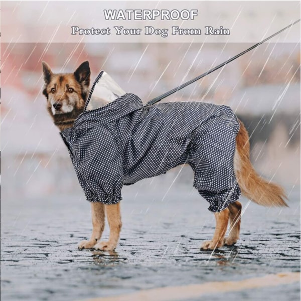 Regnkappa för hund med huva, regnkappa Jacka för hund, regnkappa för husdjur Lätt vattentät regnponcho utomhus med selehål (XL, blå)