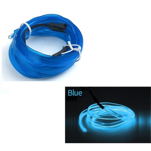 5m bilinteriör Led dekorativ lampa kabeldragning neonremsa för auto gör-det-själv flexibelt omgivande ljus USB fest blue