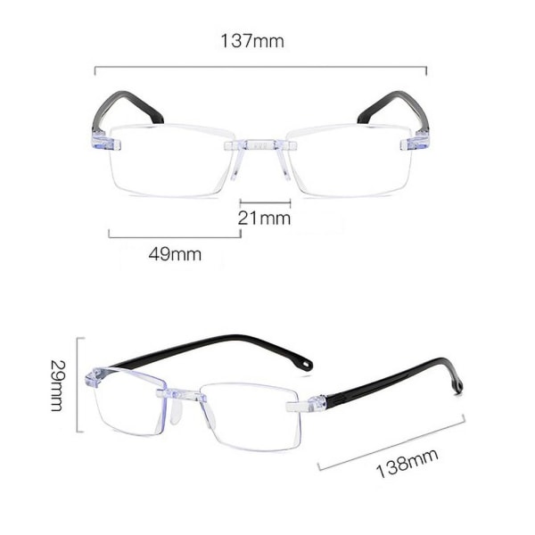 Ultralätta anti-blått ljus ramlösa läsglasögon
