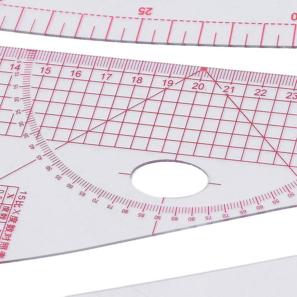 9-delad set med måttstockar för olika design, inklusive komma, linje, rak linje och fransk kurva