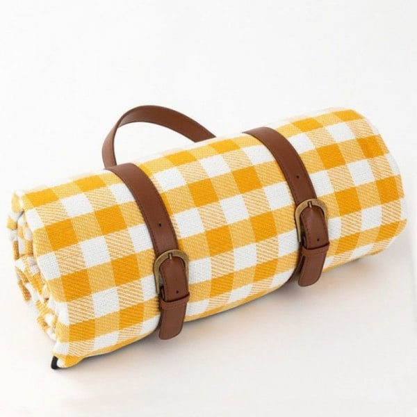 Vattentät bärbar ryggsäck för picknickfilt, strandmatta eller familjecamping, picknickmatta yellow